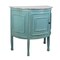 The Hamptons Collection 39.25” Light Blue and Gray Cottage Half Round Side Table with Cabinet